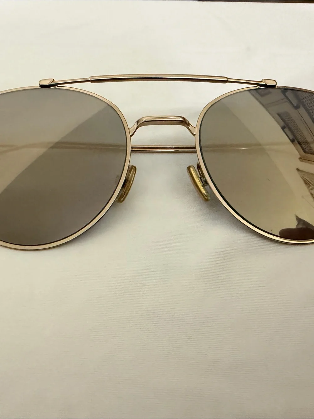 Dior Gold Double-Bridge Round Sunglasses with Brown Lenses